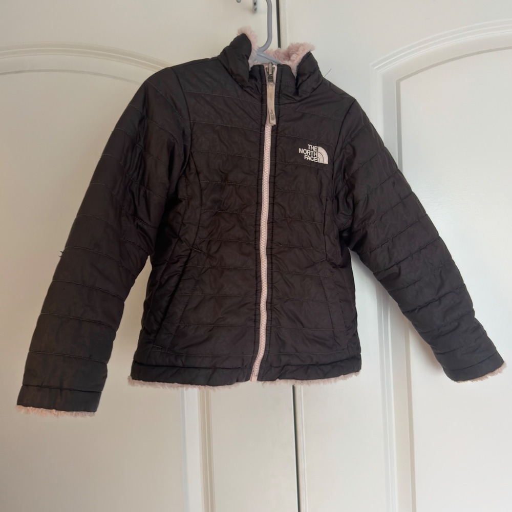 The North Face Girls Reversible Mossbud Swirl Jacket m Pink Kids XL 18/20